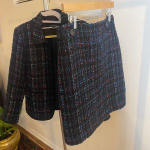 Ann Taylor Tweed Jacket Blazer Skirt Suit Set Size 6 Top, 8P Skirt